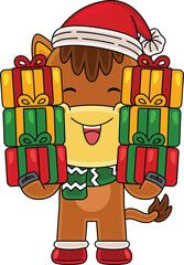 Cartoon Horse character celebrating Christmas
