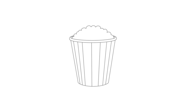 Minimalist outline of a trash can with lid on black background

