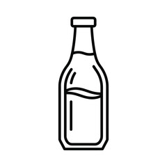 Simple line art icon of a glass bottle filled with liquid