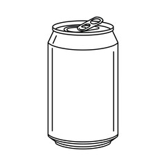 Simple line drawing of an open aluminum soda can on a white background