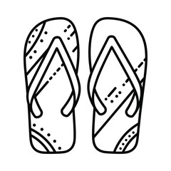 Simple line art drawing of two decorative flip flops with geometric patterns