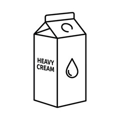 Simple line art illustration of a heavy cream carton with a droplet icon