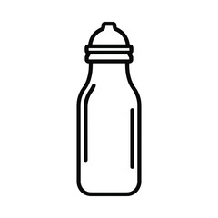 Simple outline icon of a baby bottle with nipple and cap