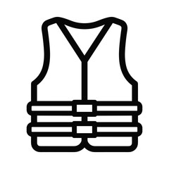 Simple line icon of a safety vest for water sports and outdoor activities