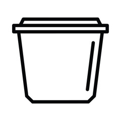 Simple outline icon of a disposable coffee cup with lid on white background