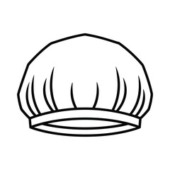 Simple line drawing of a white shower cap with gathered fabric and elastic band