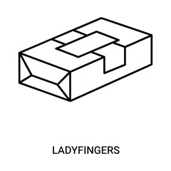 Abstract geometric line art drawing of a ladyfingers puzzle box