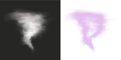 A collection of vibrant smoke and fog effects in grayscale and neon purple, perfect for fantasy scenes, magic spells, atmosphere design, or abstract visual elements in creative projects.