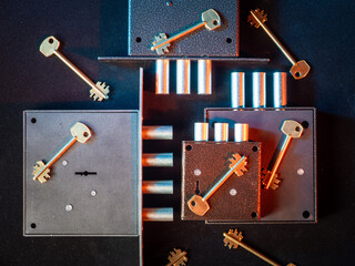 Lock opening services handle metal lock mechanisms and master keys, demonstrating secure access solutions and professional work with complex bolt systems.