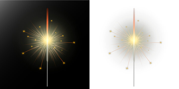 A set of glowing golden sparklers with bright sparks and warm festive light. Ideal for Christmas and New Year designs, party decorations, cards, and holiday-themed projects. PNG with transparency.