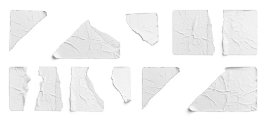 Torn White Stickers Assorted Pieces and Fragments