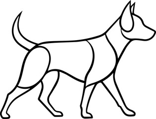 Fototapeta premium Elegant line art of a confident dog walking with stylized body segments, perfect for modern branding and pet-related designs.