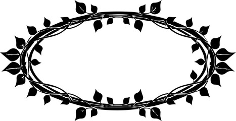 Elegant floral oval frame design with delicate leaves, perfect for invitations, branding, and elegant decor projects, adding natural beauty. © Artesian Edge