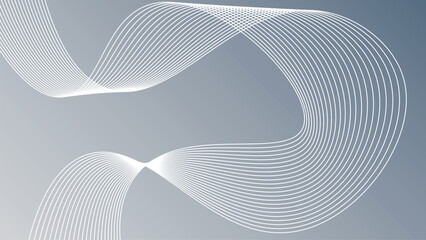 Abstract Gradient Background with Soft Flowing White Wave Lines and Smooth Curved Minimal Linear Pattern Design
