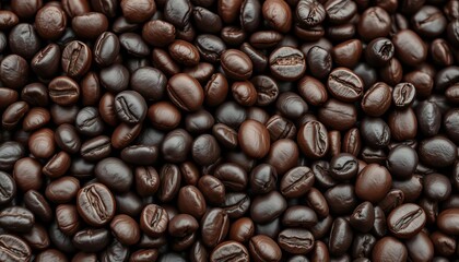 Fototapeta premium Rich dark roasted organic coffee beans close-up, detail, rich
