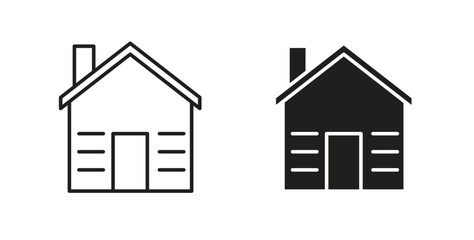 Winter Cabin icon vector design. icon doodle hand drawn.