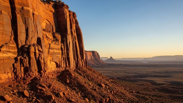 Sunset over majestic monument valley cliffs in arizona desert landscape - Powered by Adobe