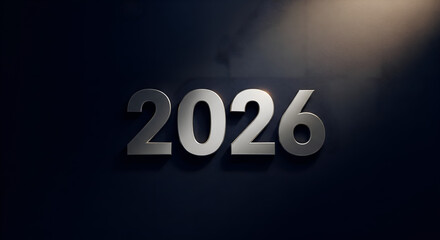 New Year 2026 3D gold number symbol celebration concept design