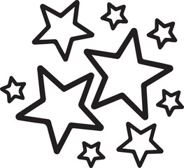 Scattered outline stars in various sizes on a white background, representing celebration and achievement