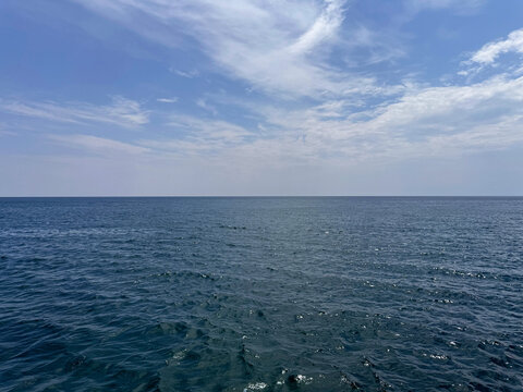 Sea blue waves and beautiful sky.
