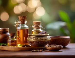 Experience the Healing Power of Natural Oils and Herbs for Ultimate Wellness and Serenity, Perfect for Holistic Health Brands and Serene Spa Designs