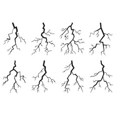 Vector Crack Set Black and White Style