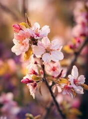 Obraz premium Delicate Cherry Blossoms in Full Bloom - A Springtime Delight.