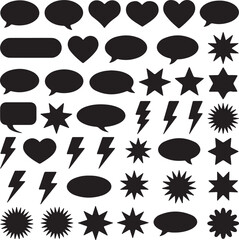Variety of black vector shape designs collection