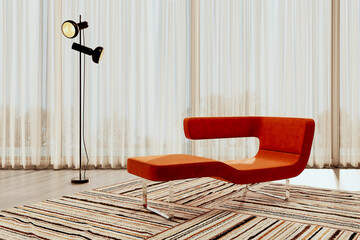 Fototapeta premium Large luxury modern bright interiors Living room mockup illustration 3D rendering image