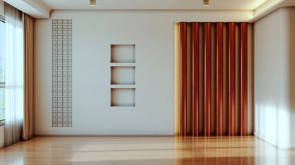 Fototapeta premium Large luxury modern bright interiors Living room mockup illustration 3D rendering image