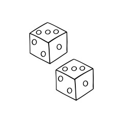Playing dice cubes vector hand drawn doodle illustration