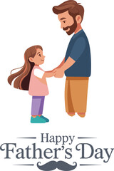 Happy Father’s Day Illustration with Father and Daughter Holding Hands – Family Love and Bonding Concept