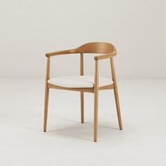 Fototapeta premium Simple wooden dining chair with minimalist curved design ideal for modern and contemporary interiors