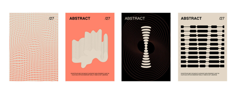 Posters with silhouette minimalistic basic figures, extraordinary graphic assets of geometrical shapes transition style. Modern minimalistic print.