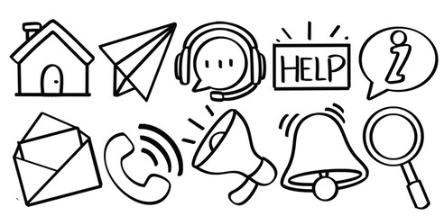 Set of  hand drawn Customer service theme Isolated Vector