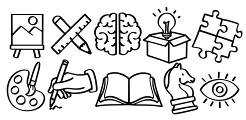 Fototapeta premium Set of hand drawn Creativity innovation theme Isolated Vector