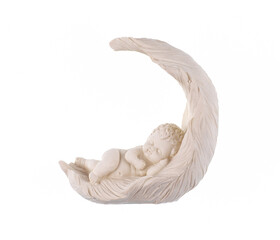 Obraz premium Sleeping angel figurine isolated on white background