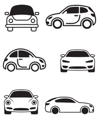 Obraz premium Modern Car Silhouette Icon Set in Minimal Vector Style.