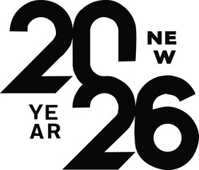Stylized vertical 2026 year number on isolated white background