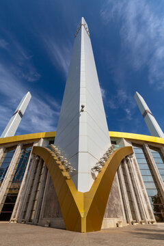 View of modern Aimani Kadyrova Mosque "Mother's Heart" in Argun
