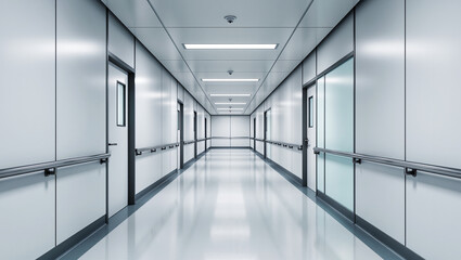 Bright and sterile corridor in a modern facility setting