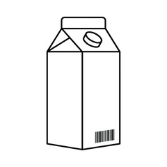Simple outline drawing of a milk carton with a cap and barcode