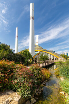View of modern Aimani Kadyrova Mosque "Mother's Heart" in Argun