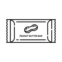Simple line art icon of a peanut butter bar snack food packaging