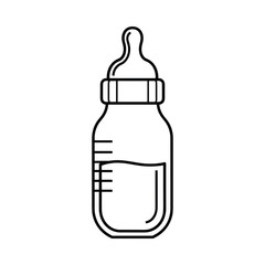 Simple outline drawing of a baby bottle filled with liquid