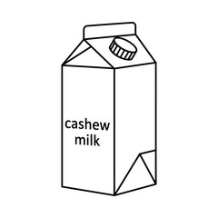 Simple line drawing of a carton of cashew milk with a cap