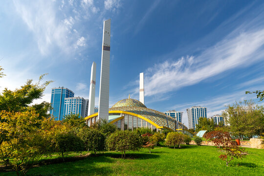 View of modern Aimani Kadyrova Mosque "Mother's Heart" in Argun