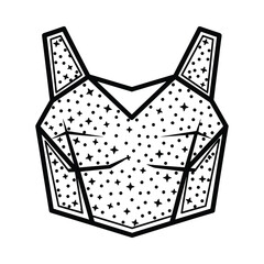 Geometric abstract illustration of a stylized bra top with star pattern