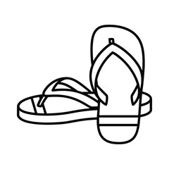 Simple outline drawing of two flip flop sandals on a white background