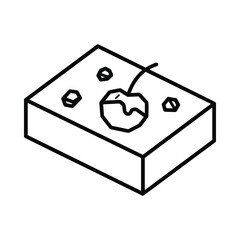 Simple hand drawn isometric illustration of a chocolate bar with a cherry and sprinkles